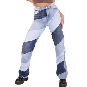 Revice Denim‎ Ex-Boyfriend Spiral Jeans Womens 26 Blue Patchwork High Rise